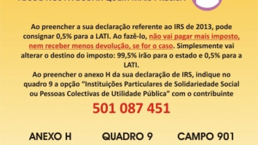 Com O Seu Irs, Ajude A Lati A Ajudar Quem Mais Precisa