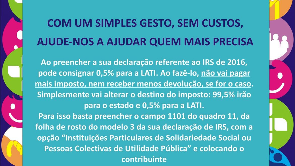 Com o seu IRS, sem custos, ajude a LATI a ajudar